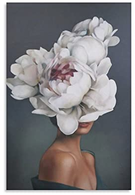 XINGSHANG Eine Frau mit einer Blume auf ihrem Kopf, Blume, Poster, ästhetische Poster, Leinwand, Wandkunstdrucke, Poster, Foto, Bild, Malerei, Poster, Raumdekoration, 40 x 60 cm