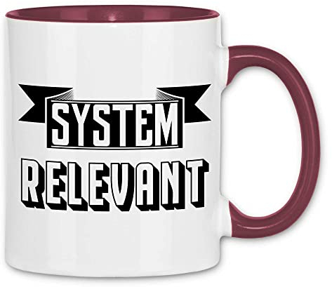 wowshirt Tasse Systemrelevant Geschenk für Kollege Kollegin Arbeit Büro Chef, Farbe:White - Bordeaux