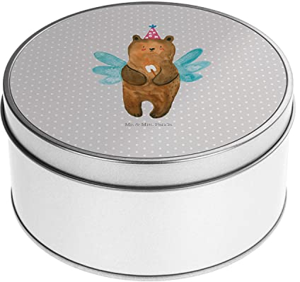 Mr. & Mrs. Panda Blechdose rund Bär Zahnfee - Geschenk, Teddy, Lunchbox, Erster Zahn, Milchzahn, Vorratsdosen mit Deckel, Metallboxen, Metallkiste,