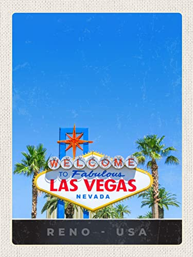 Ontrada Blechschild 30x40cm gewölbt Las Vegas Nevada Amerika USA Casino Deko Geschenk Schild