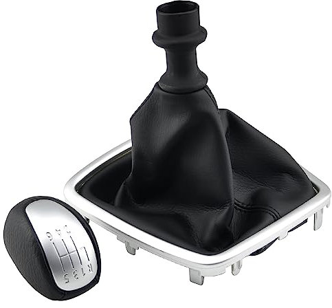 MKptopia Pomo de la palanca de cambios de cuero compatible con Re-nault La-guna III MK3 2008-2015 - Pomo de la palanca de cambios y funda.