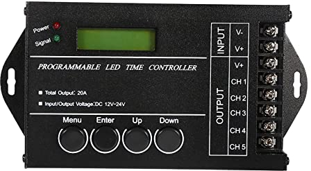 Jeffergarden Multifunktionaler DC12 24V Centralina Tc420 Tc420 20A Programmierbarer LED-Zeitregler 5 Kanäle Farblich Einstellbar mit CD-USB-Kabel