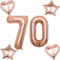 Rosegold Luftballons Zahl 70+4 pcs herz/stern Folienballon Zahl 70 .Geburtstag frau mädchen,70 Riesenzahl Ballons 70 .geburtstagsdeko frauen,Zahlenballon 70, Helium Ballons 70 Zahlen Luftballon
