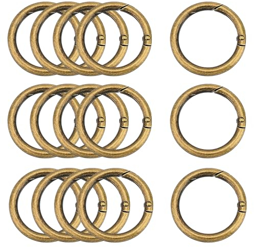 XCSJ 15 Stück Runde Karabiner 39mm Sehr Robust Zinklegierung Runde Karabiner Ring Karabinerhaken Rund Karabiner Rund O Ring für Schlüsselanhänger, Tasche, Schmuck, Diy Handwerk Machen (Bronze)