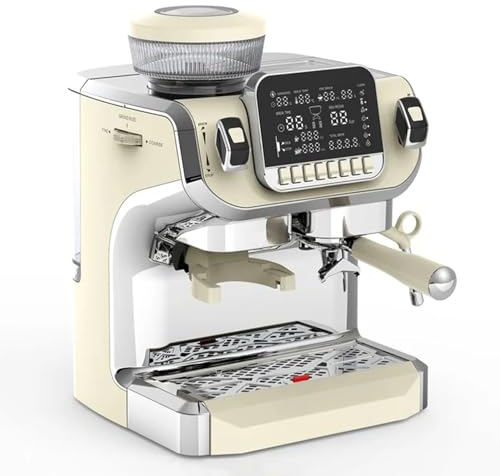 KHZKHC Caffettiera a Pressione Professionale Con Pompa Da 15 Bar, Macchina Per Caffè Espresso Manuale, Con Montalatte/Bacchetta Vapore Caffettiera Compatta In Acciaio Inossidabile, Per Barista