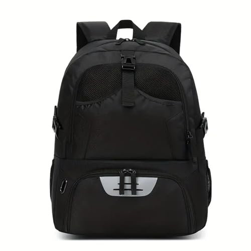 Hixingo Basketball Rucksack mit Ballnetz, Große Kapazität Drawstring Basketball-Rucksack Sport Turnbeutel Fußball Rucksack für Volleyball, Fitnessstudio, Outdoor, Reisen (48x34x21cm,Schwarz)