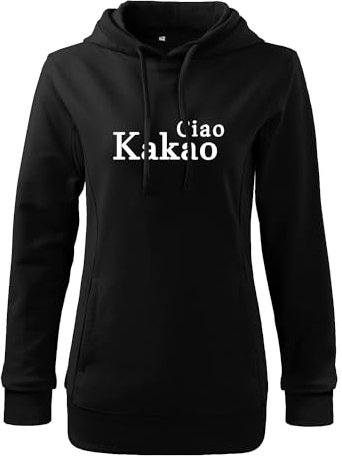 DELUNO Ciao Kakao Sweatshirt für Damen und Pullover für Frauen Herbst Winter M Schwarz (408-504-M-Schwarz)
