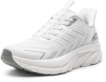 ALLSWIFIT Women's Slip On Walking Shoes Running Comfortable Tennis Breathable Non Slip Athletic Gym Workout Cross Training Fashion Sneakers,Size 9,White,SARR034W