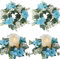 Künstliche Hortensien-Kerzenringe, Eukalyptusblätter, Kränze, kleiner Boho-Kranz, Stumpenkerzenhalter für Ostern, Hochzeit, Zuhause, Tür, Tischdekoration, Blau, 2 Stück