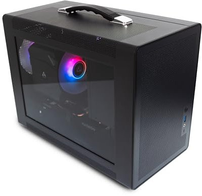 ionz Portable PC Gaming Desktop Computer - Intel i3-12100F, ASROCK RX6600, 16GB RAM, 1TB SSD, Windows 11, Black - KZ-X1