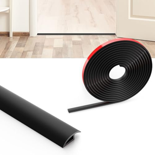 Flintronic Übergangsprofil Selbstklebend, 3m x 3.5cm PVC Boden-Leiste, Übergangsleiste Boden, Übergangsschiene ohne Bohren, Abdeckleiste für Fliesen, Holz, Laminat, Höhenausgleich 10mm(Schwarz)