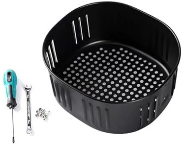 BAYORE Set di ricambio per friggitrice ad aria, 5,5 l, in metallo, rettangolare, nero