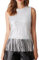 GRACE KARIN Damen Pailletten Top Mit Rundhals Ausschnitt Glitzer Party Oberteil mit Fransen Silber L