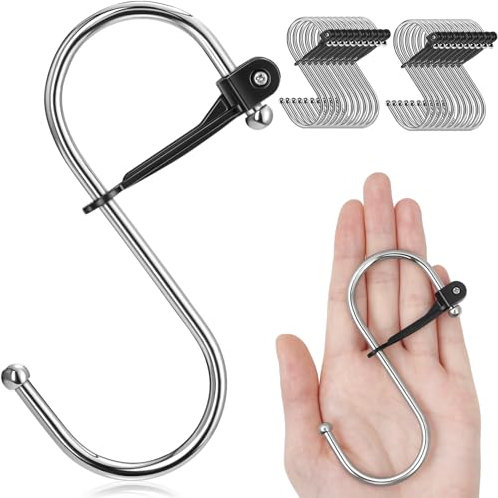 Sopito Ganci a S, 20 PCS Gancio a S Grande per Appendere con Fibbia di Sicurezza, Gancio a Forma di S Resistente in Metallo per Cucina e Armadio, 3.5 cm