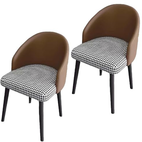 Juego de 2 sillas de comedor tapizadas retro para cocina, comedor, muebles de comedor, sillas de salón de tela con patas de metal