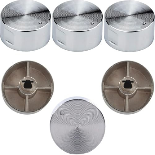 Manopole forni, 6 Pezzi 6mm Pomelli, per Piano Cottura,Stufa Gas Universale, Controllo Adattatori per Superficie Cucina, Argento