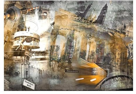KunstLoft Tapete 'Berlin - Collage (orangene)' 100x70cm Fototapete modern