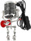 Robot Table Lamp, Modern Aluminum Microphone Robot Lamp Guitar for Bedroom (Red)