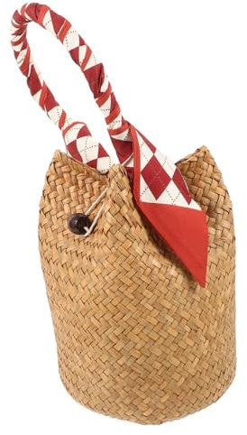 BESTYASH Handgewebte Handtasche Handtasche für Strand Gewebte Einkaufstasche Aus Geflochtenem Korb