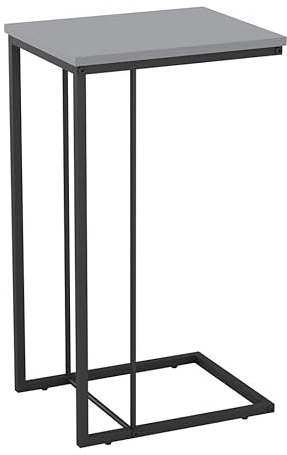 URBNLIVING C Shaped Side End Coffee Snacks Table, Bedside, Under Sofa - Metal Frame with Easy-Clean MDF Top - Compact Table for Small Spaces - Ideal for Bedroom, Lounge, Living Room or Kitchen