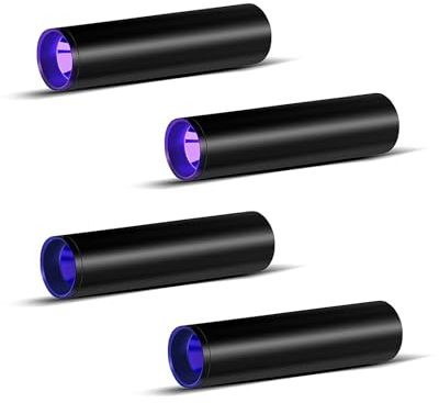 LUXNOVAQ UV Torch 365nm & 395nm Black Light, Powerful Rechargeable uv Light, USB LED Ultraviolet Torch Mini UV Lamp for Resin Curing, Pet Urine Detector, Uranium Glass, Note Checker, Scorpion, 4 Pack