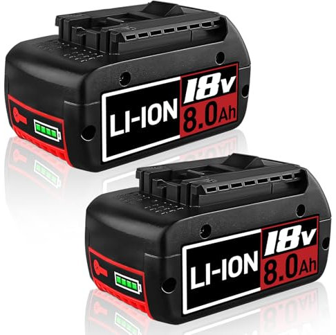 2 Stück 8000mAH Li-Ion Ersatzakku für Bosch 18V Akku Lithium Werkzeugakku Kompatibel mit Bosch 18V Serie BAT609 BAT609G BAT618 BAT618G BAT619 Werkzeugen (8.0-2 Packs)