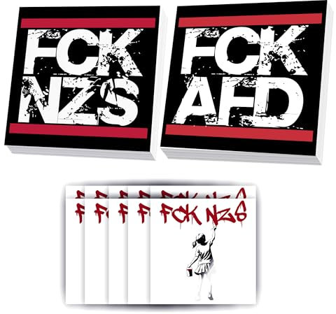 GamesMonkey® - GamesMonkey® - Aufkleber FCK AFD & FCK NZS (50 Stück oder 100 Stück) + Geschenk - FCK AFD Aufkleber FCK NZS Aufkleber Links (V2-50 Stück + 10 Stück kostenlos)
