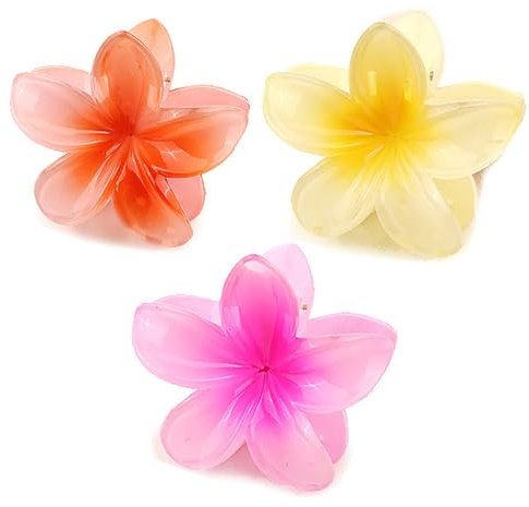CHARMMYFASHION 6Packs Flowers Hair Clips, Hair Claw Clip,3.15inch Flowers Women Large Sweet Hair Claws,Resin Printed Scratch Clips Women,Girls Headwear Accessories (3PCS)