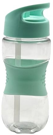 Kids Water Bottle 400ml – BPA-Free Plastic with Easy-Grip Rubber, Flip Straw & Carry Handle – Leakproof Sports Bottle for School, Travel, and Outdoor Use (Green)