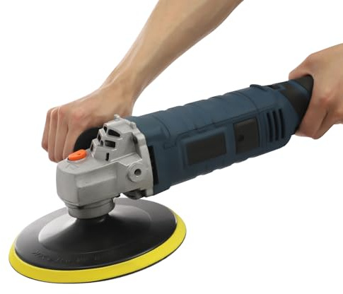 soudesileim 1580W Poliermaschine Auto Set, 500-3300RPM, Länge Netzkabels 2m, 2 Polierpads, 2 Schwamm-Pads, 1 Woll-Pad, 6 Schleifpapiere, Kleine Autopoliermaschine, Autopolierer (Blau)