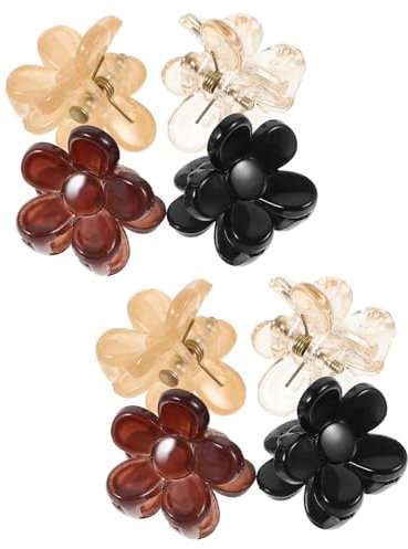 DEARMAMY 8 Piezas Mini Horquillas de Flor para Niñas de Clips de Pelo Colores Transparente y Negro Accesorios Prácticos para Peinados y Ocasiones Especiales