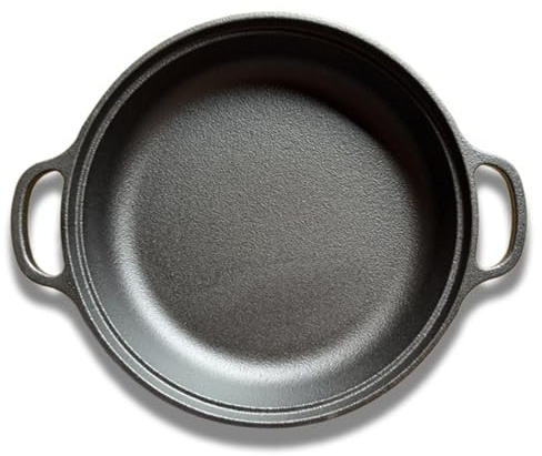 Padella in ghisa con padella rotonda in ghisa con 2 manici per induzione elettrica a gas e superficie piana del forno 22 cm