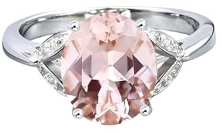 XJBTBA Rosa Morganit Ring 925 Sterling Silber Ring für Frauen Geburtstagsgeschenk für Sie Statement Morganit Ring Zierlicher Morganit Edelstein Ring Größe P