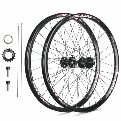 26Zoll Dirt Jump Bike Single Speed Laufradsatz. Vorderrad 15x110mm Boost Steckachse, Hinterrad 10x135mm Angeschraubte Nabe Mit 16T Schwungrad, Aluminium-Scheibenbremsfelge, 120 Klicks