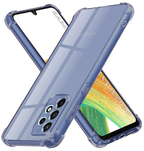 Techsuit für Samsung Galaxy A33 5G Hülle mit Soft Touch, Vergilbungsfrei Material, Stoßfest, Luftkissen Ecken, Erhöhte Kanten, Kabelloses Laden Kompatibel, Shockproof Clear Silicone, Rauchschwarz