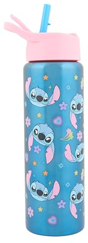 Disney Stitch Stainless Steel Water Bottle 750ml – Insulated Kids Water Bottle with Straw Lid, BPA Free, Leak-Proof, Hand Wash Only – Official Lilo & Stitch Gift for Girls & Boys