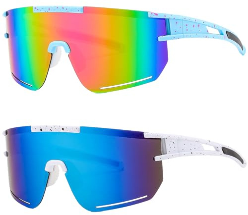 Virtue Yun 2 Stück Schnelle Brille, Fahrradbrille, Polarisierte Sport Sonnenbrille Fahrradbrille Winddicht UV 400 Schutzbrille für Radfahren Klettern Glof Freien