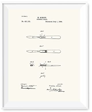 Andaz Press Patent Print Wall Art, Career Professions Vintage Ivory Collection, Doctor Surgeon Surgical Knife Scalpel, 1-Pack, Christmas Birthday Gift Idea, Unframed
