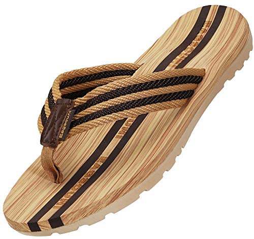 Tongs pour Hommes été Antidérapantes Plage Piscine Sandales Thongs Chaussures, Marron, 40 EU