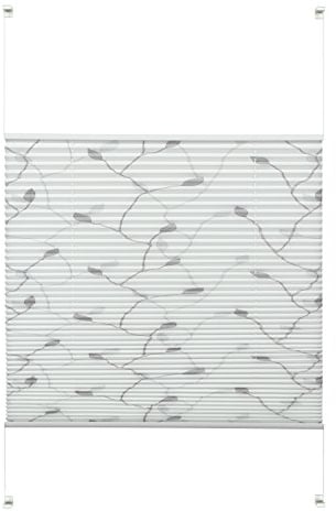 Gardinia Plissee zum Klemmen oder Kleben, Blickdichtes Faltrollo, Alle Montage-Teile inklusive, EASYFIX Plissee Dekor verspannt mit zwei Bedienschienen, Rispe, Weiß, 90 x 130 cm (BxH)