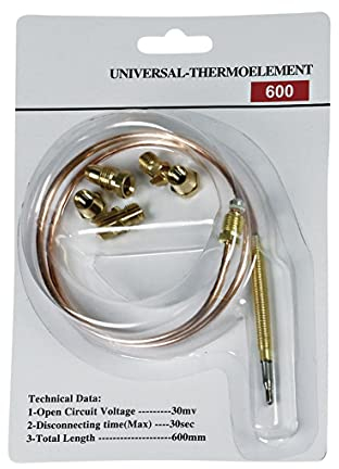 Europart Thermoelement Thermoelektrische Zündsicherung 600 mm mit Adaptern UNIVERSAL für Gasherd Gas Backofen Gasgrill Heizgerät Gaskessel Therme Terassenheizstahler