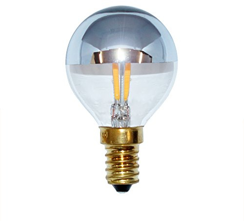 LED Filament Drop Light Bulb, 4 W = 40 W, E14, Head Mirror, Silver Filament, Warm White 2200 K