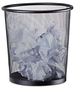 Relaxdays Papierkorb Metall, Abfalleimer aus Metallgeflecht, offener Mülleimer Mesh, rund, 23 cm Ø, 24 cm hoch, schwarz
