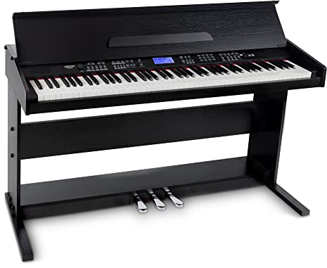 FunKey DP-88 II Digitalpiano (88 anschlagsdynamische Keyboard-Tasten, 128-fach polyphon, 360 Sounds, 160 Styles, MP3-Player, Lernfunktion, Record- & Playback-Funktion, 3 Pedale) schwarz