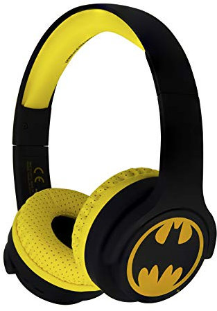 OTL Technologies - Auriculares inalambricos Bluetooth de Color Negro y Amarillo para niños Batman Multiplataforma (Android)