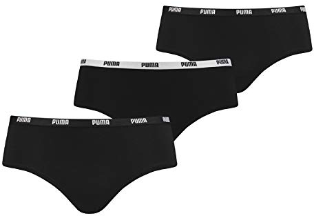 PUMA Damen Unterwäsche Unterhosen 3 Hipsters im Vorteilspack (Black, M)