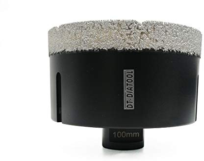 DT-DIATOOL Diamond Drill Bit 100mm Hole Saw for Dry Drilling Tile Porcelain Marble Ceramic Granite 75mm Length