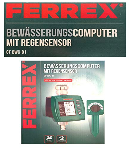 Ferrex Bewässerungscomputer Einstellbar auf 4 Separate Bewässerungsintervalle täglich