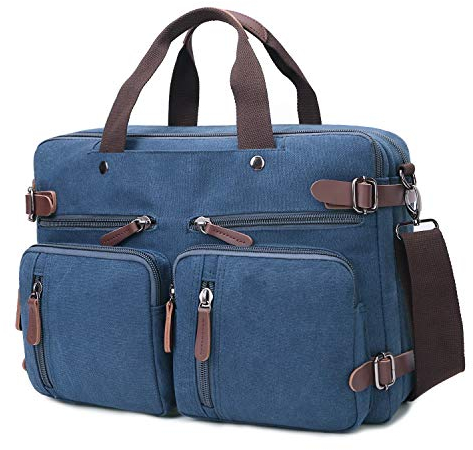 CROCOD Convertible Laptop Backpack 17.3 Inch Messenger Bag for Men/Women (17.3 Inch, Blue)