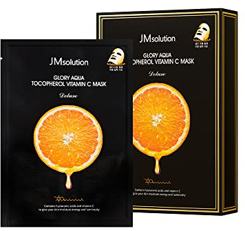 JMsolution Glory Aqua Tocopherol Vitamin C Facial Mask -Hyaluronic acids-Vitamine C, E -Moisture Hydrating elasticity care skin vitality for all skin type- Korean Skin care